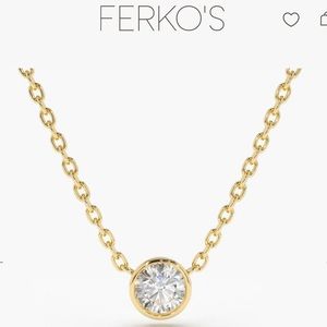 14K Gold Bezel Set Diamond Solitaire Necklace